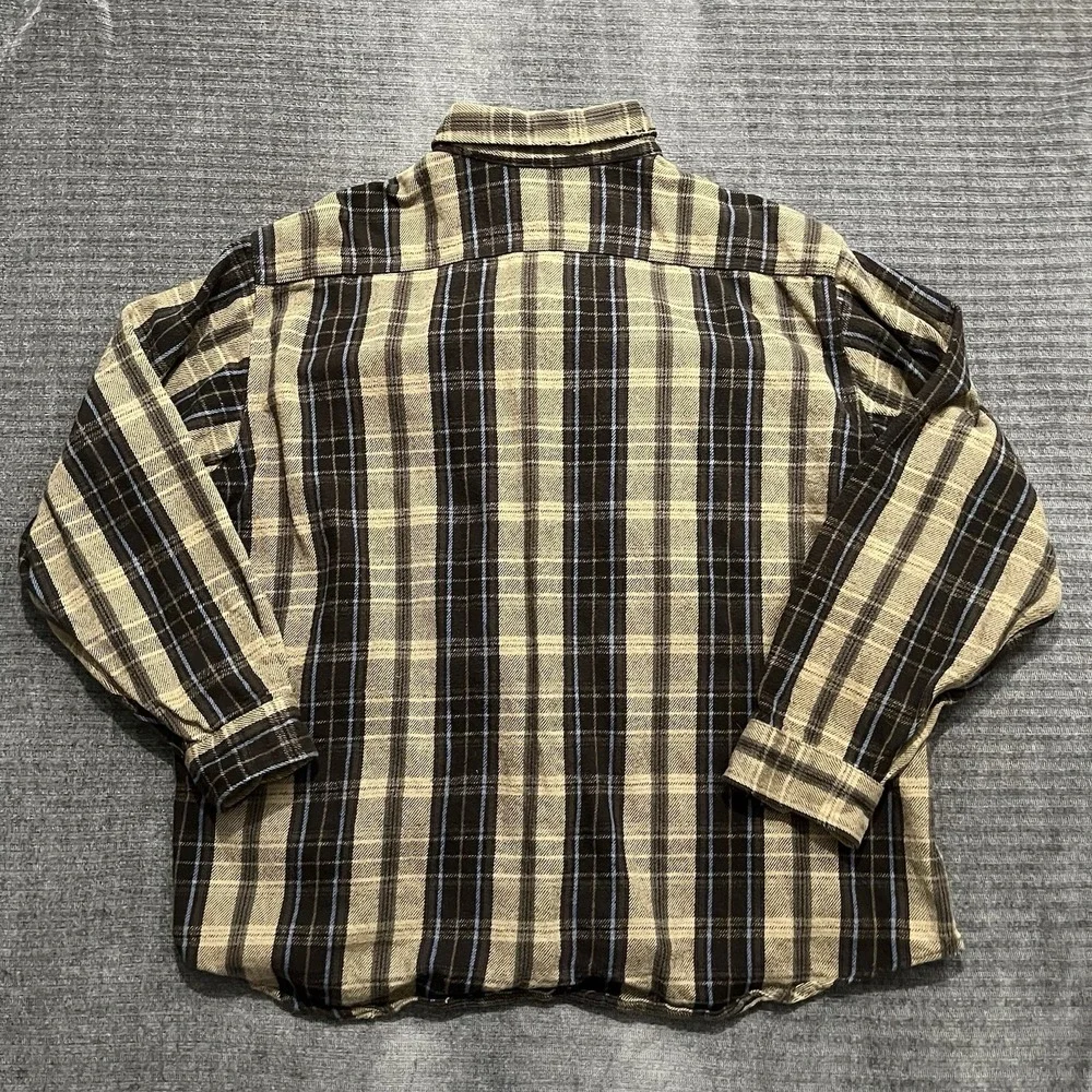 Vintage Carhartt Shirt Mens Large Flannel Plaid Black Brown Button-Up USA 90s